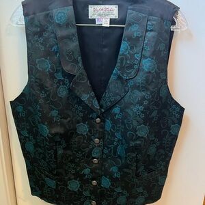 Men's Black and Teal Vest
